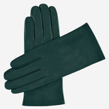 Sofia (dark green) - Italian lambskin leather gloves with silk lining