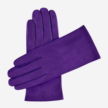 Sofia (violet) - Italian lambskin leather gloves with silk lining
