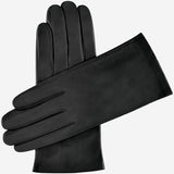 Sofia (black) - Italian lambskin leather gloves with silk lining - Fratelli Orsini - Luxury Leather Gloves - Handmade in Italy - 1