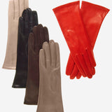 FS01W4 (grey) - Italian "4 button length" silk lined leather gloves
