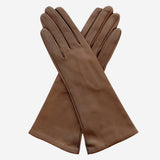 FS01W4 (brown) - Italian "4 Button Length" Silk Lined Leather Gloves - Leather Gloves Online - Luxury Leather Gloves - 1