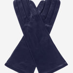 FS01W4 (navy) - Italian "4 Button Length" Silk Lined Leather Gloves - Leather Gloves Online - Luxury Leather Gloves - 1