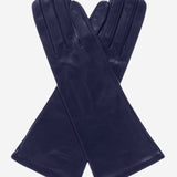 FS01W4 (navy) - Italian "4 Button Length" Silk Lined Leather Gloves - Leather Gloves Online - Luxury Leather Gloves - 1