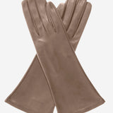 FS01W4 (taupe) - Italian "4 Button Length" Silk Lined Leather Gloves - Leather Gloves Online - Luxury Leather Gloves - 1