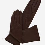 Elena (brown) - Italian silk lined 6-button length leather opera gloves - Leather Gloves Online - Luxury Leather Gloves - 1