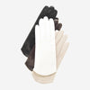 FS02 (white) - Women's Italian silk lined leather gloves with curved hem