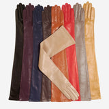 FS15W16 (cognac) - Italian silk lined opera leather gloves - 16-button length