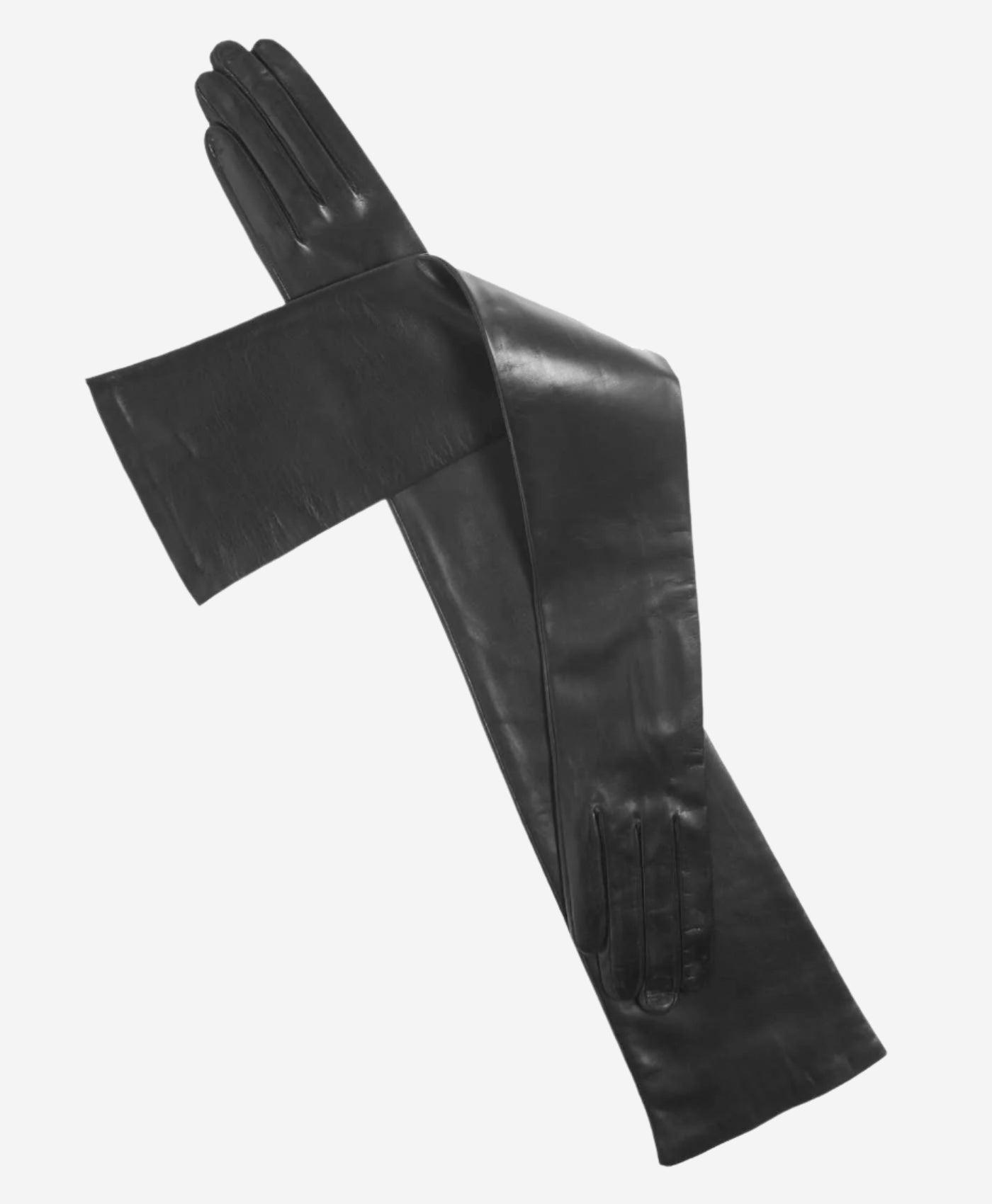 FS15W16 (black) - Italian Silk Lined Opera Leather Gloves - 16-Button Length - Leather Gloves Online - Luxury Leather Gloves - 1