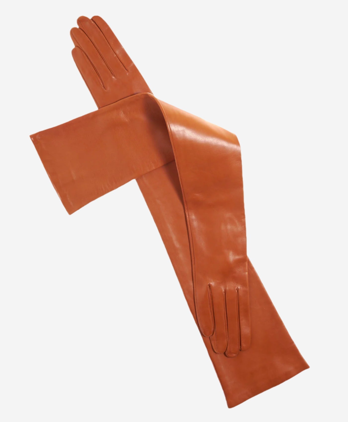 FS15W16 (cognac) - Italian Silk Lined Opera Leather Gloves - 16-Button Length - Leather Gloves Online - Luxury Leather Gloves - 1
