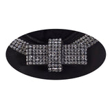 FS4321 (black) - Women's Italian silk lined leather gloves with Swarovski crystal bow