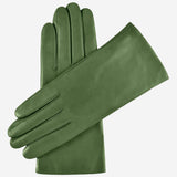 Isabella (green) - Italian lambskin leather gloves with cashmere lining