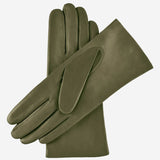 Isabella (olive) - Italian lambskin leather gloves with cashmere lining