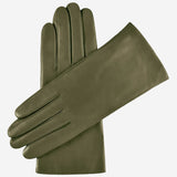 Isabella (olive) - Italian lambskin leather gloves with cashmere lining