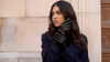 Francesca (black) - Italian lambskin leather gloves with brown rabbit fur lining