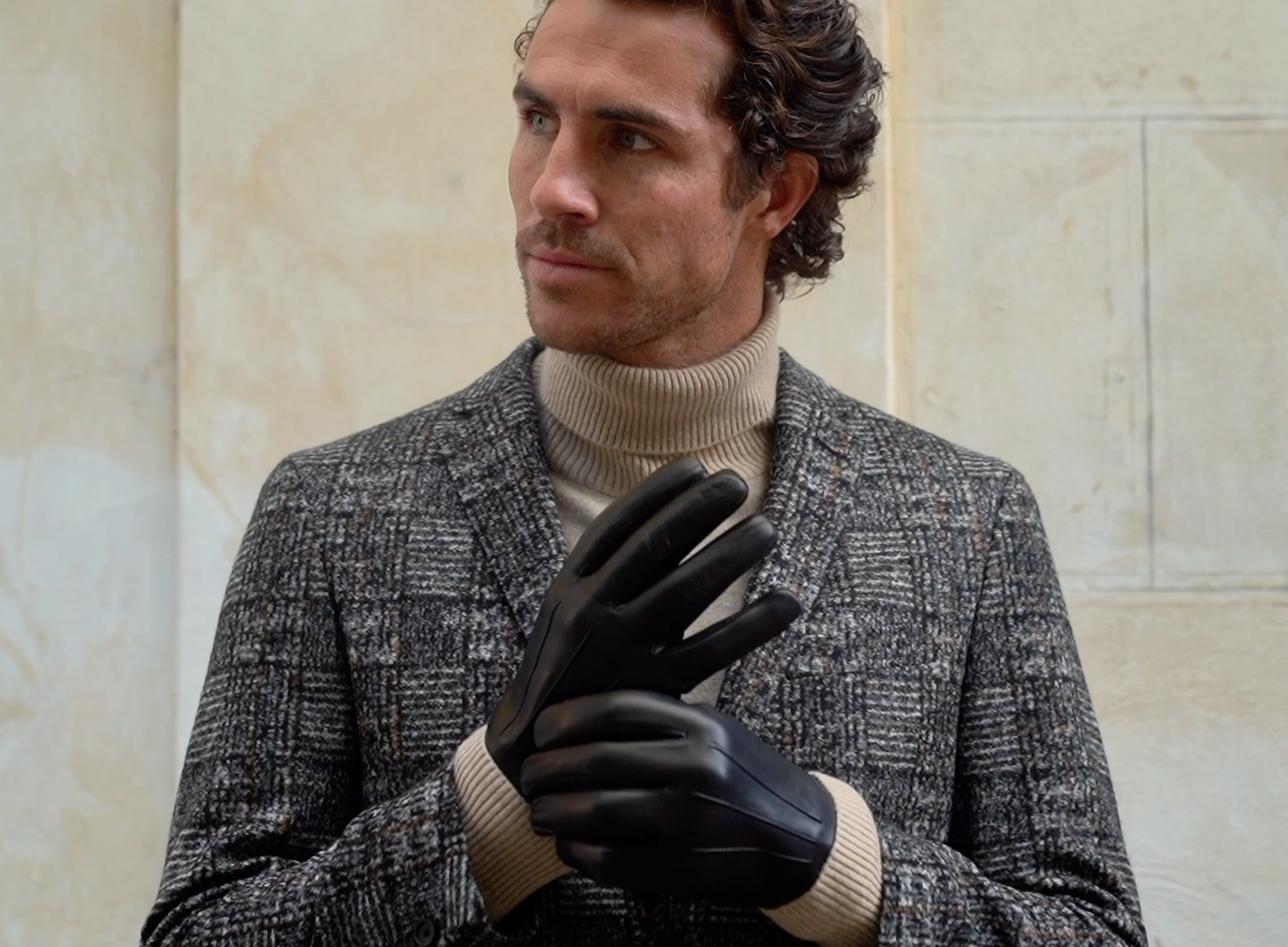 Leather Gloves Black - White Fur - Handmade in Italy – Fratelli Leather Gloves Black - White Fur - Handmade in Italy – Fratelli