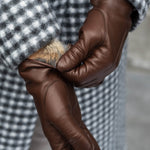 Francesca (brown) - Italian lambskin leather gloves with brown rabbit fur lining - Fratelli Orsini - Luxury Leather Gloves - Handmade in Italy - 6