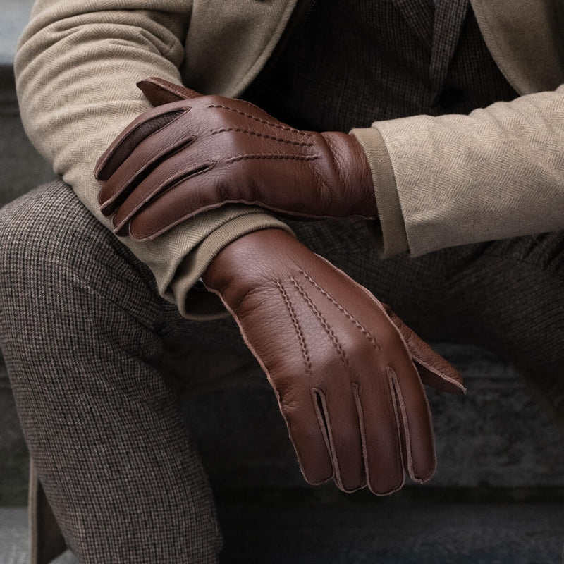 Diego - Italian gloves made of American deerskin leather with fur lining
