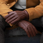 Lorenzo (brown) - Italian gloves made of American deerskin leather with cashmere lining - Fratelli Orsini - Luxury Leather Gloves - Handmade in Italy - 7