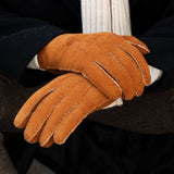 Tommaso - Italian suede leather gloves with luxurious natural sheep fur lining - Fratelli Orsini - Luxury Leather Gloves - Handmade in Italy - 6