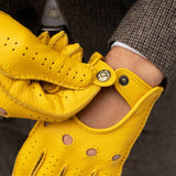 Leonardo (yellow) - Italian driving gloves made of American deerskin leather