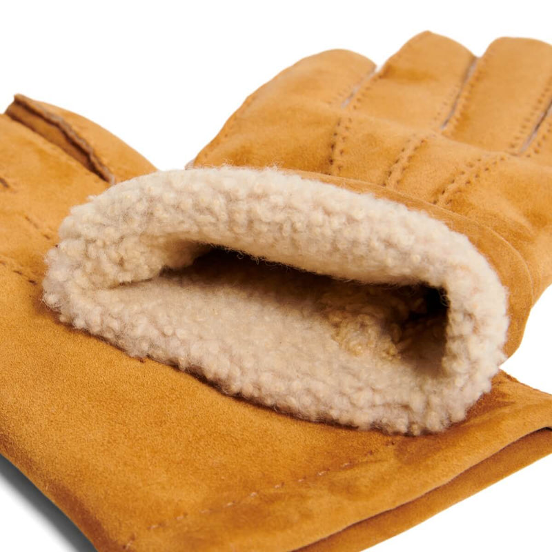 Beatrice  - Italian suede leather gloves with luxurious natural sheep fur lining
