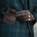Mario (dark brown) - Italian lambskin leather driving gloves - Fratelli Orsini - Luxury Driving Gloves - Handmade in Italy - 4