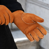 Tommaso - suede leather gloves with luxurious natural sheep fur lining