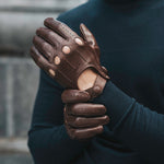 Mario (brown) - Italian lambskin leather driving gloves - Fratelli Orsini - Luxury Driving Gloves - Handmade in Italy - 4