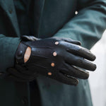 Enzo (black) - Italian lambskin leather driving gloves - Fratelli Orsini - Luxury Leather Gloves - Handmade in Italy - 5