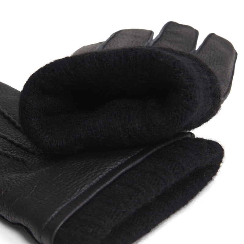 Vittoria (black) - Italian gloves made of American deerskin leather with cashmere lining