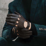 Mario (dark brown) - Italian lambskin leather driving gloves - Fratelli Orsini - Luxury Driving Gloves - Handmade in Italy - 5