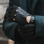 Enzo (black) - Italian lambskin leather driving gloves - Fratelli Orsini - Luxury Leather Gloves - Handmade in Italy - 3