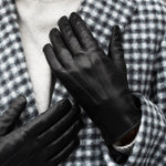 Francesca (black) - Italian lambskin leather gloves with white rabbit fur lining - Fratelli Orsini - Luxury Leather Gloves - Handmade in Italy - 8