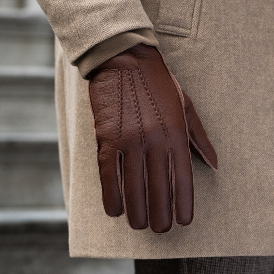 Diego - Italian gloves made of American deerskin leather with rabbit fur lining - Fratelli Orsini - Luxury Leather Gloves - Handmade in Italy - 10