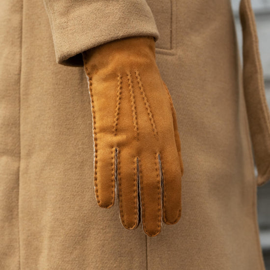 Beatrice  - Italian suede leather gloves with luxurious natural sheep fur lining- Fratelli Orsini - Luxury Leather Gloves - Handmade in Italy - 8