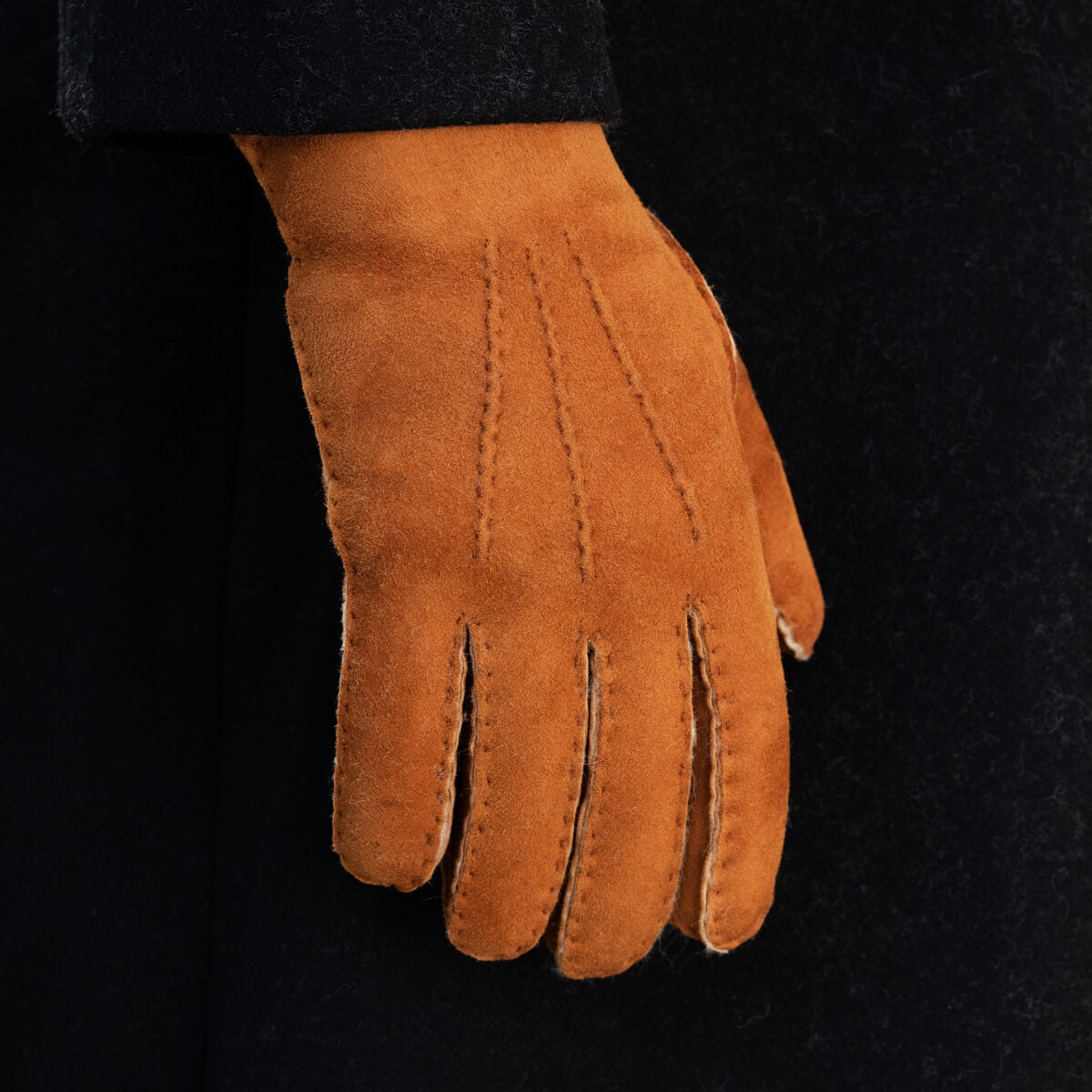 Tommaso - Italian suede leather gloves with luxurious natural sheep fur lining - Fratelli Orsini - Luxury Leather Gloves - Handmade in Italy - 9