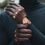 Mario (brown) - Italian lambskin leather driving gloves - Fratelli Orsini - Luxury Driving Gloves - Handmade in Italy - 7