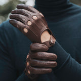 Mario (brown) - Italian lambskin leather driving gloves - Fratelli Orsini - Luxury Driving Gloves - Handmade in Italy - 7