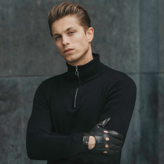 Mario (black) - Italian lambskin leather driving gloves - Fratelli Orsini - Luxury Driving Gloves - Handmade in Italy - 9