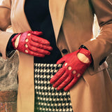 Alessa (red) - classic Italian lambskin leather driving gloves - Fratelli Orsini - Luxury Leather Gloves - Handmade in Italy - 7