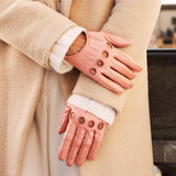 Alessa (pink) - classic Italian lambskin leather driving gloves - Fratelli Orsini - Luxury Leather Gloves - Handmade in Italy - 3