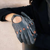 Alessa (grey) - classic Italian lambskin leather driving gloves - Fratelli Orsini - Luxury Leather Gloves - Handmade in Italy - 3