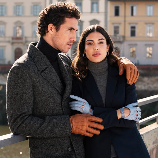 Alessa (sky) - classic Italian lambskin leather driving gloves - Fratelli Orsini - Luxury Leather Gloves - Handmade in Italy - 4