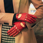 Alessa (red) - classic Italian lambskin leather driving gloves - Fratelli Orsini - Luxury Leather Gloves - Handmade in Italy - 9
