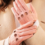 Alessa (pink) - classic Italian lambskin leather driving gloves - Fratelli Orsini - Luxury Leather Gloves - Handmade in Italy - 5