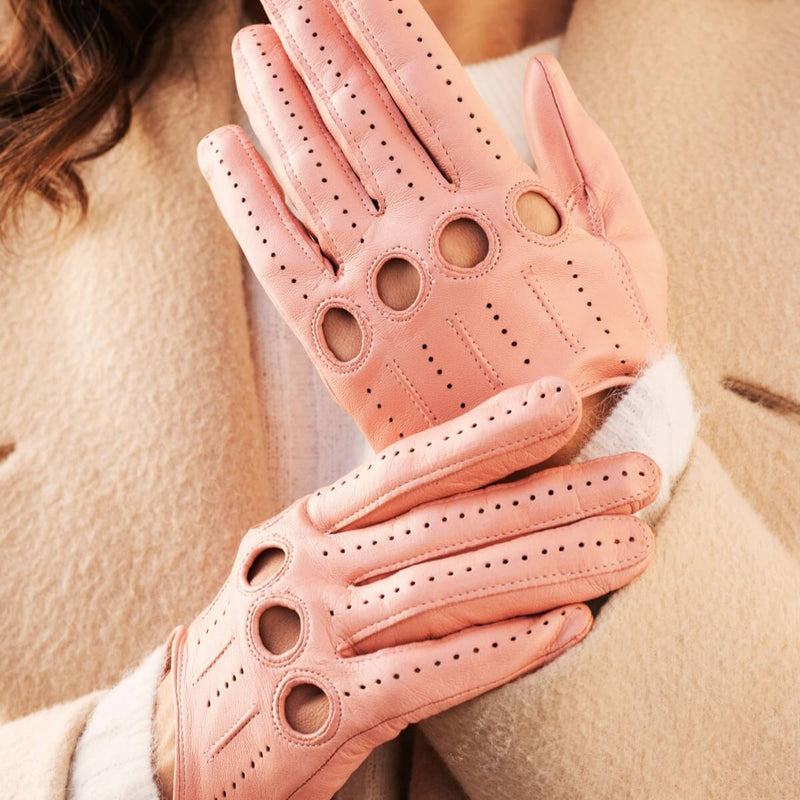 Driving Gloves Classic Women Pink - Made in Italy – Luxury Leather Gloves – Handmade in Italy – Fratelli Orsini® - 5