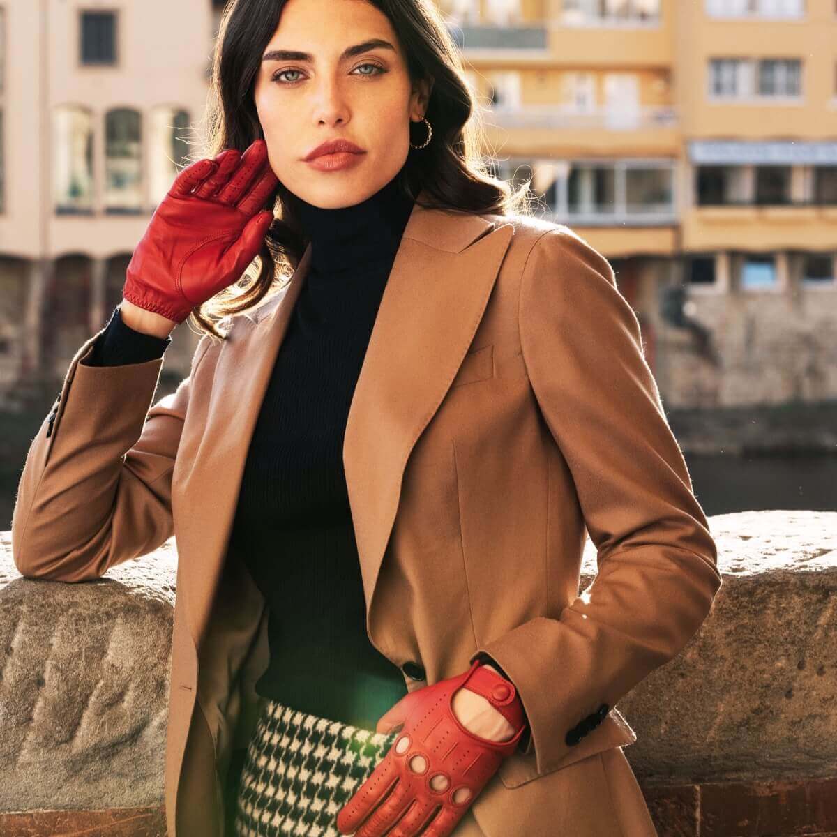Alessa (red) - classic Italian lambskin leather driving gloves - Fratelli Orsini - Luxury Leather Gloves - Handmade in Italy - 8