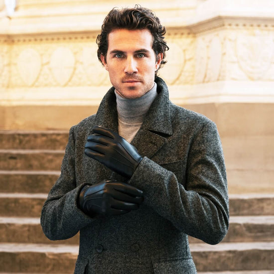 Alessandro (black) - Italian lambskin leather gloves with cashmere lining & touchscreen feature - Fratelli Orsini - Luxury Leather Gloves - Handmade in Italy - 6