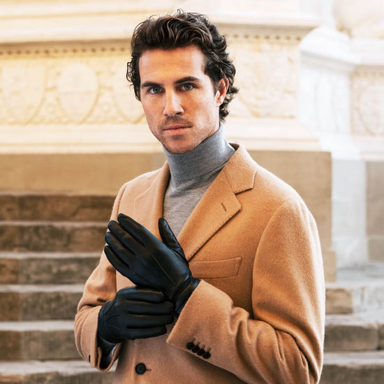 Alessandro (black) - Italian lambskin leather gloves with cashmere lining & touchscreen feature - Fratelli Orsini - Luxury Leather Gloves - Handmade in Italy - 9