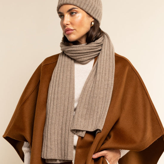 Milano (brown) - 100% cashmere ribbed beanie (unisex)- Fratelli Orsini - Luxury Beanie - Handmade in Italy -   13